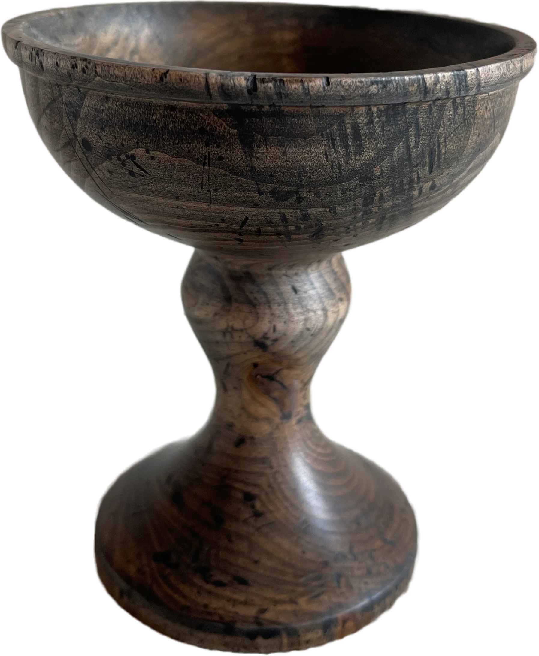 A hand turned goblet made to look old