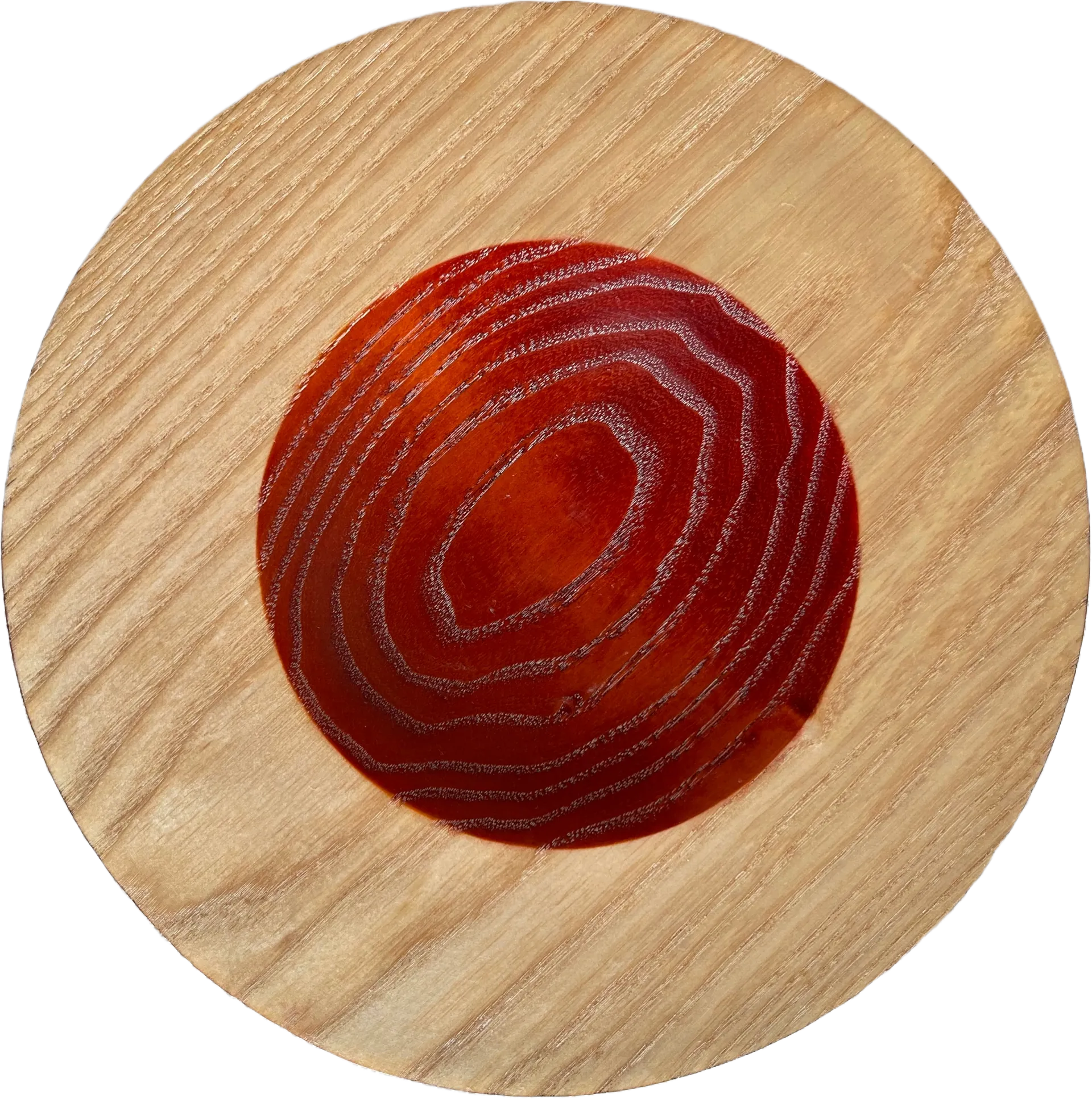 a medium sized bowl with a red painted centre