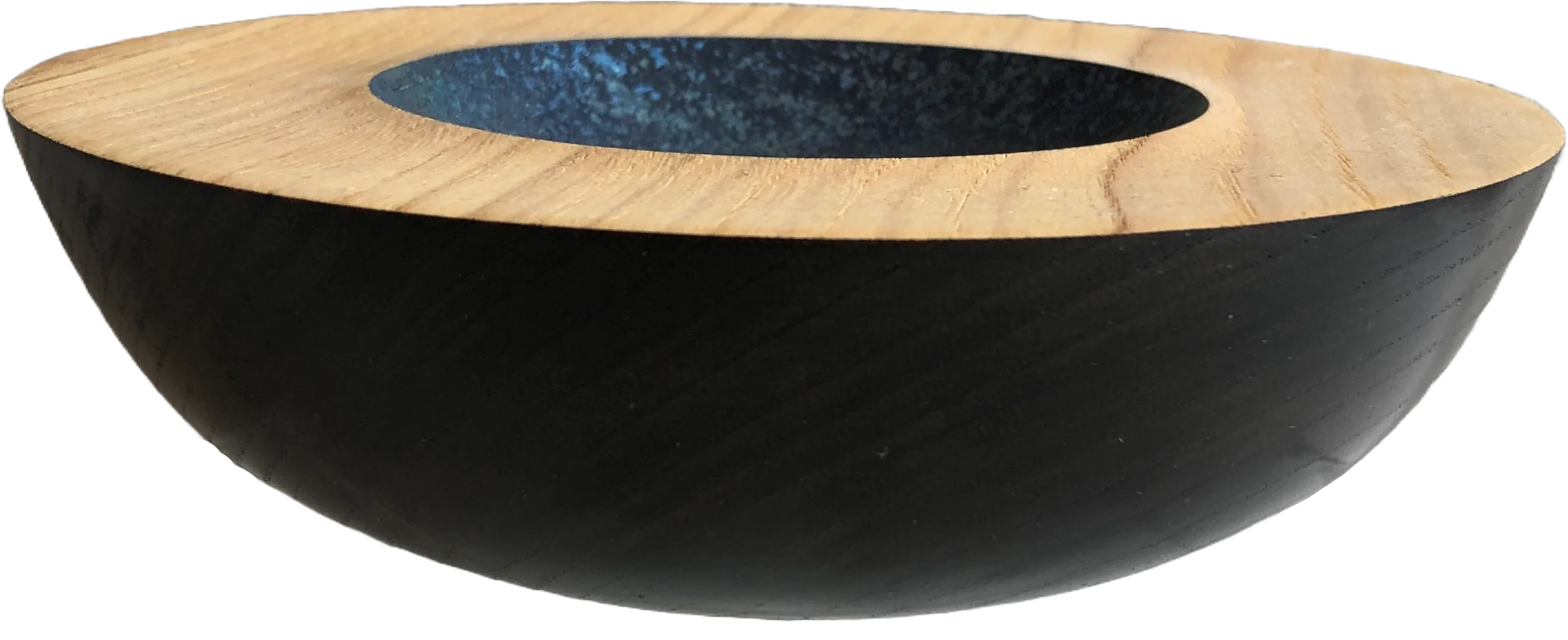 a medium sized grey bowl with a textured glossy ocean painted centre